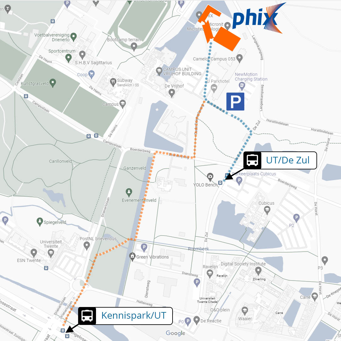 Walking directions to PHIX at the High Tech Factory