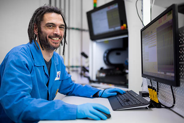 portrait of David Tiebout production operator for automated photonics and MEMS assembly