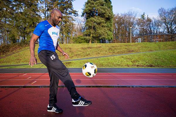 Carl Whittaker playing soccer